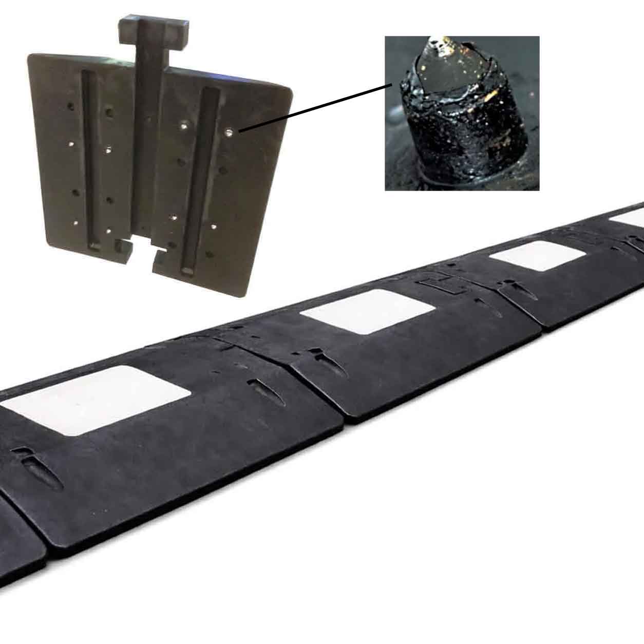 ärnamo farthinder med undersida som visar dubbar för extra grepp och stabilitet på asfalt och grusväg