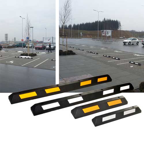 rullstopp parkeringsblock i olika längder och färg på reflexer