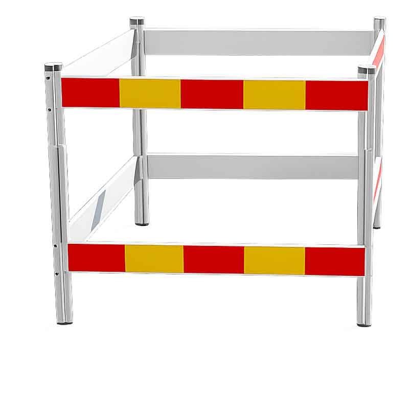 Arbetsgrind sektionsgrind i aluminium med rödgula reflexpaneler