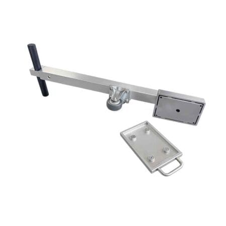 Magnetisk locklyftare med hjul och avtagbar magnetplatta på frilagd bakgrund