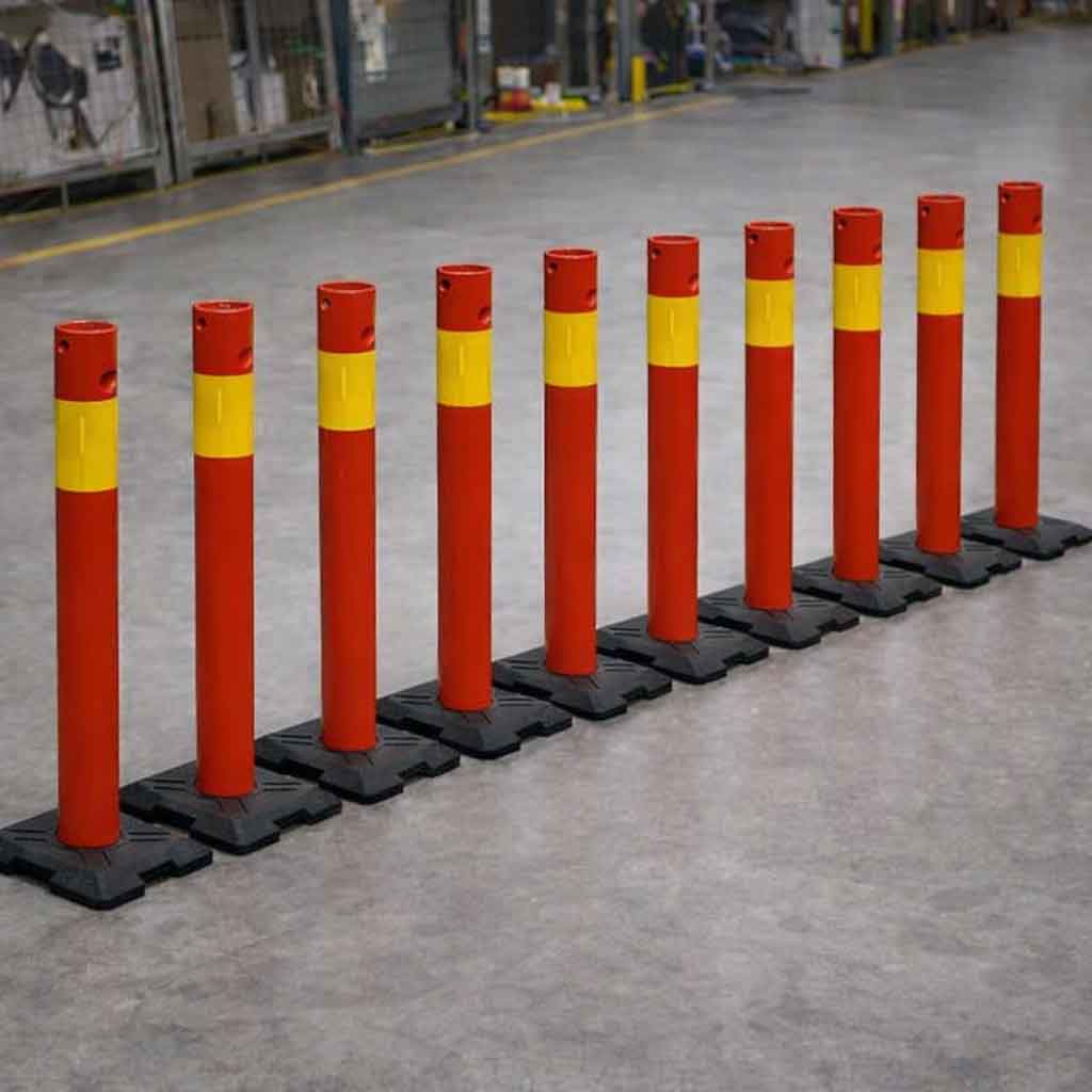 10-pack trafikmarkörer med reflex och stabil fot för tydlig avspärrning