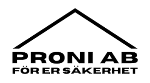 proni ab logo för er säkerhet. Farthinder hastighetsdisplay vägbom och mycket annat.