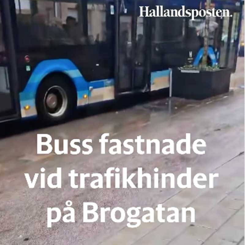 buss fastnade vägkudde farthinder