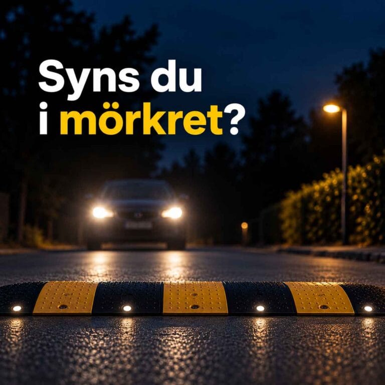 Farthinder med reflexer i mörker framför bil med strålkastare