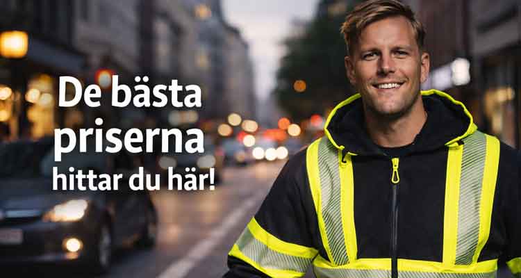 Man i reflexväst i stadsmiljö som övervakar trafiken – symbol för trafiksäkerhet, synlighet och trygghet i urbana miljöer