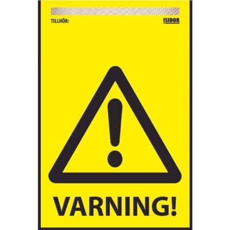 Varningsflagga med texten Varning som uppmärksammar risk och ökar säkerheten vid avspärrning