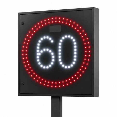 Hastighetspåminnande digital skylt 60 km/h – LED-display på stolpe