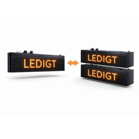 LED-parkeringsdisplay som visar texten “LEDIGT”, enkel- och dubbelsidig modell för tydlig parkeringsinformation.