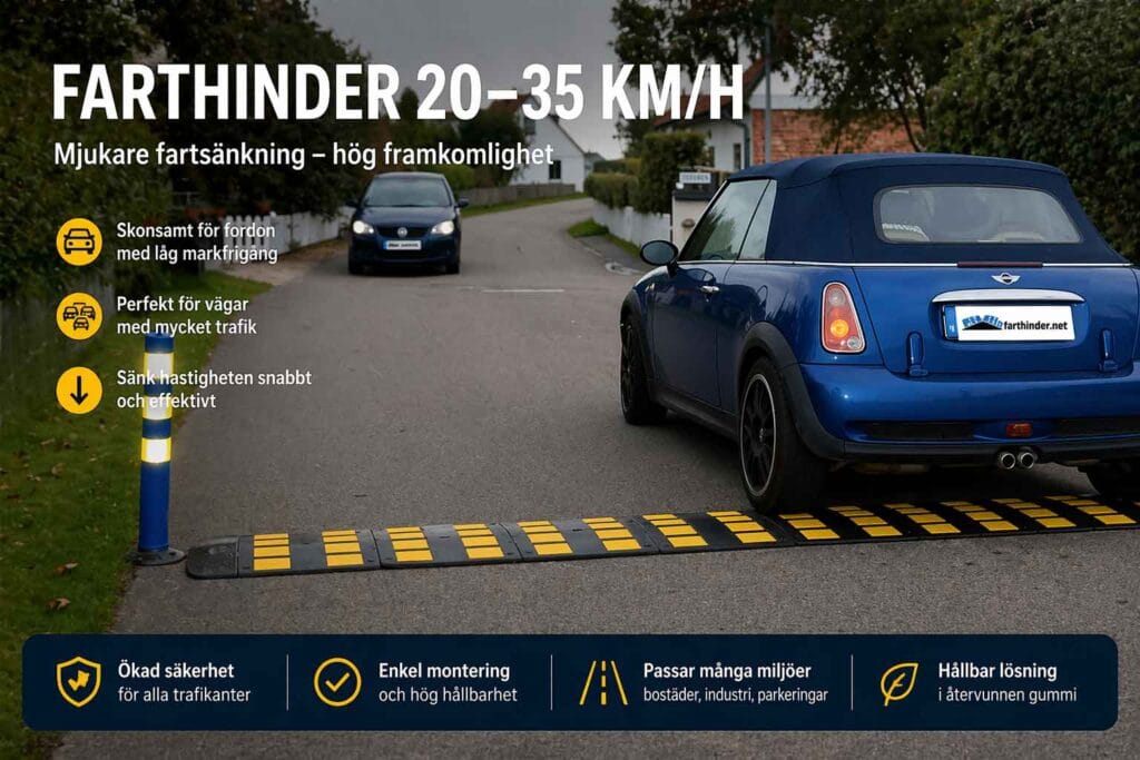 Mjuka farthinder 20–35 km/h i bostadsområde som sänker hastigheten och ökar säkerheten för barn