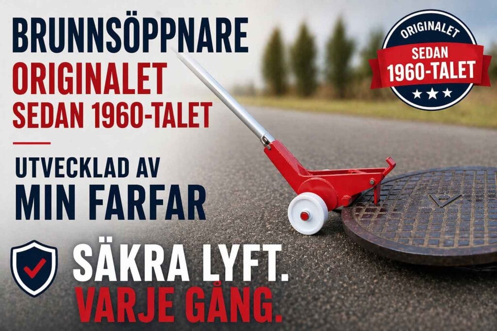 Brunnsöppnare originalet sedan 1960-talet utvecklad av min farfar för säkra lyft av brunnslock