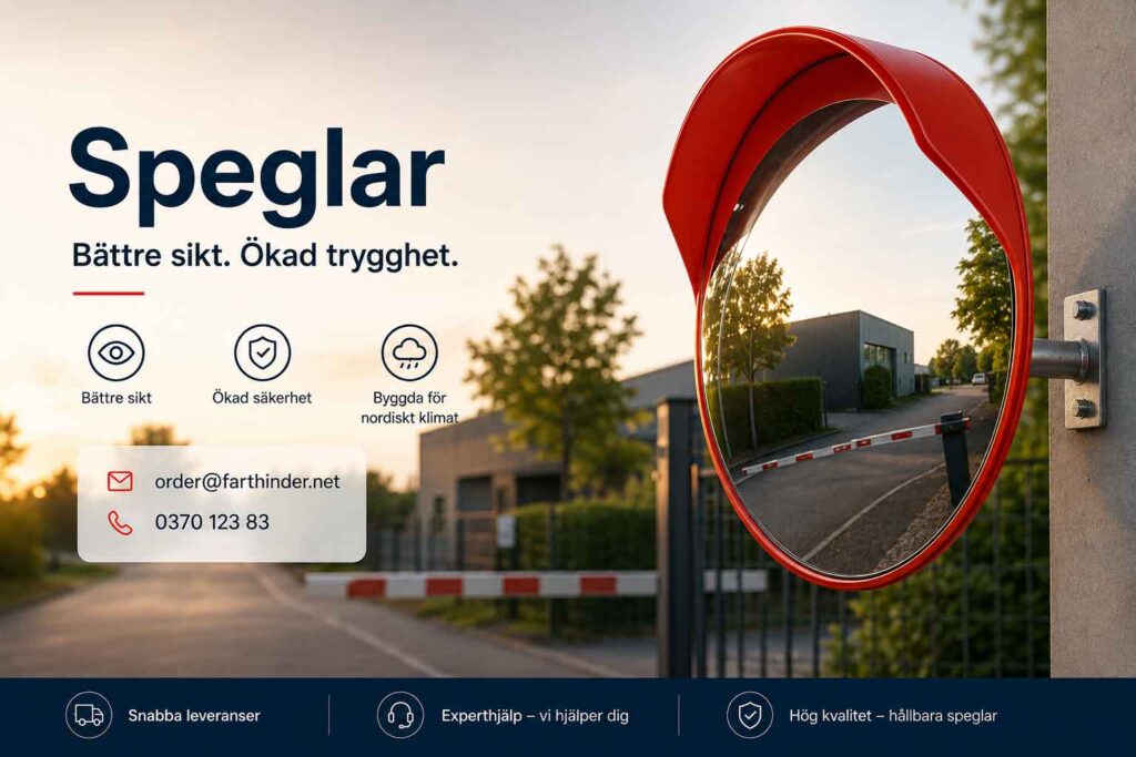 Trafikspegel monterad vid utfart för bättre sikt och ökad säkerhet