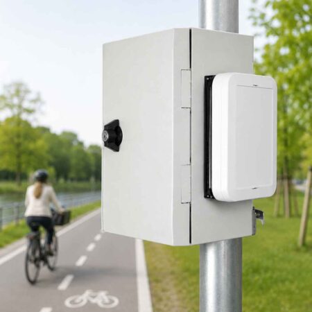 Trafikmätare för cykeltrafik SR7-Bike monterad vid cykelväg