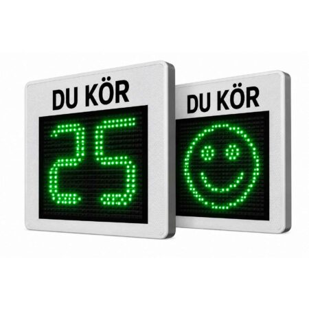 Sierzega GR48 hastighetsdisplay med LED-siffror och smiley