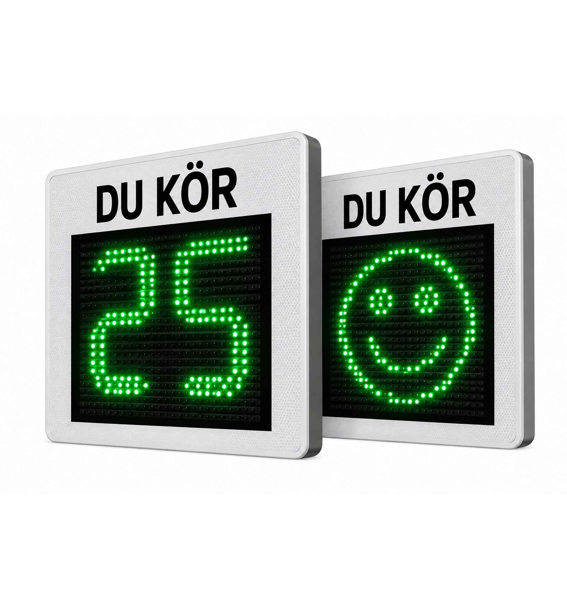 Sierzega GR48 hastighetsdisplay med LED-siffror och smiley